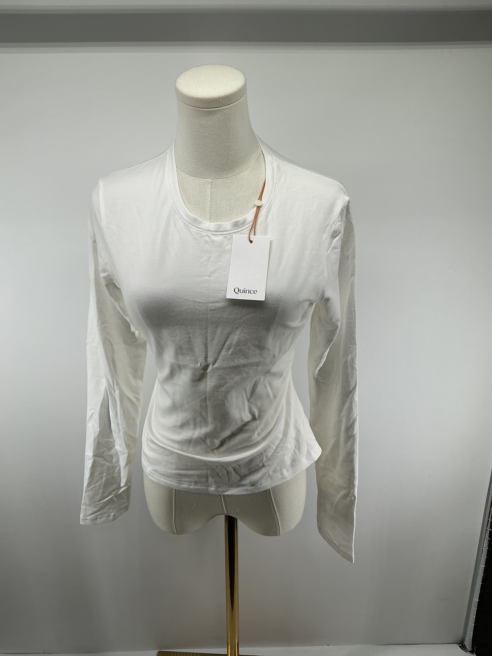 Stretch Cotton Jersey Fitted Long Sleeve T-Shirt